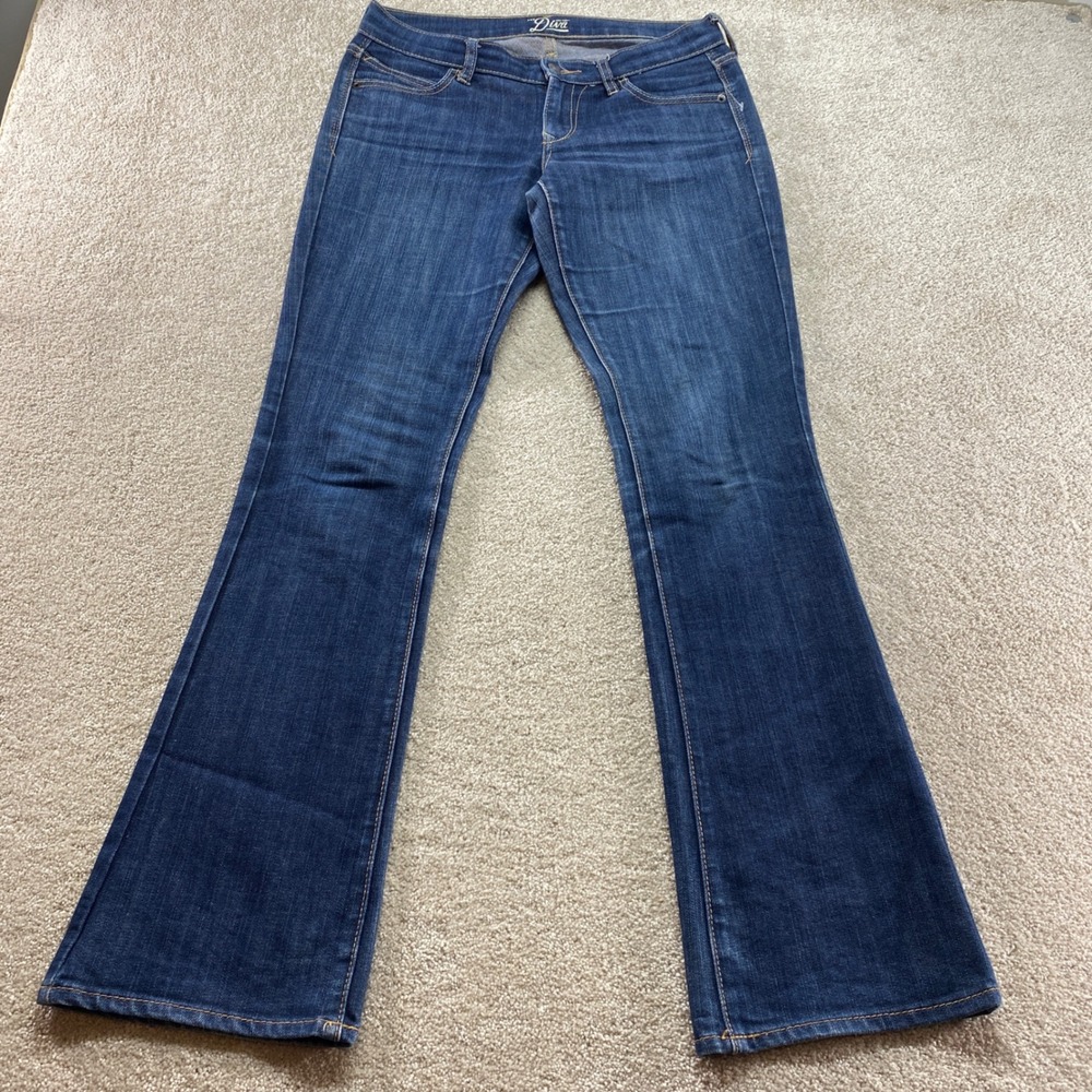 Old Navy Diva Bootcut Jeans Womens 4‎ Long Blue Dark Wash Low Rise Stretch